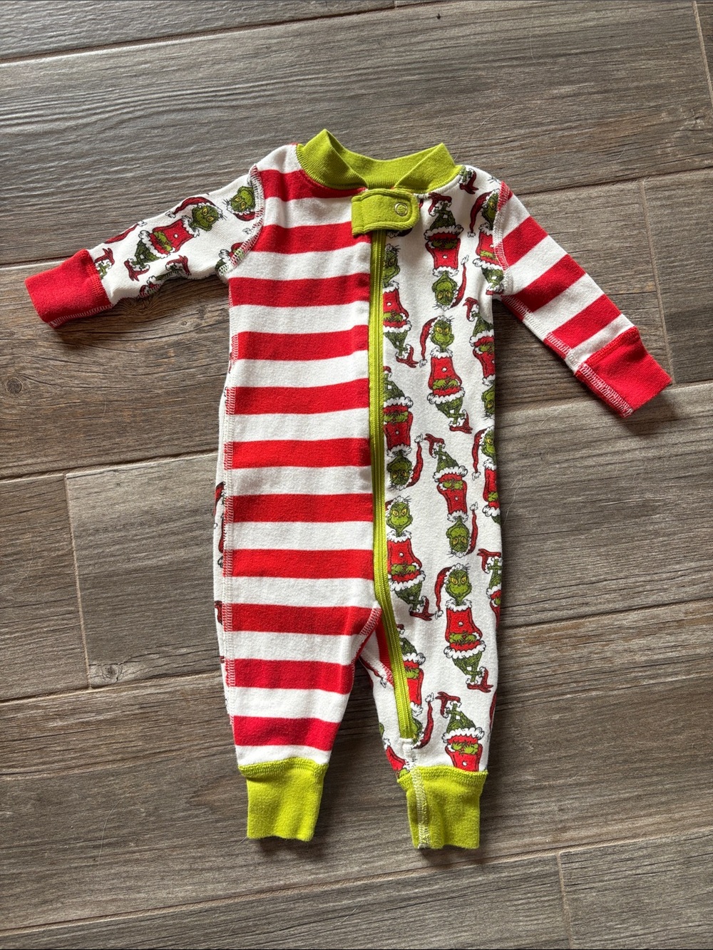 Hanna Andersson (Size 0-3mo) Baby Red & Green Grinch Holiday One-Piece